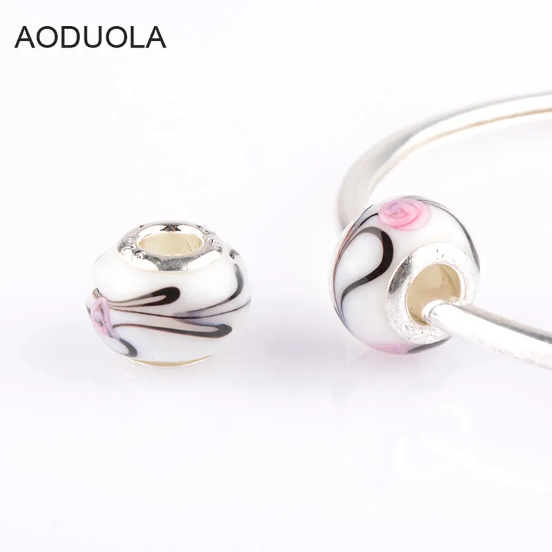 Бусины AODUOLA из муранского стекла белого цвета подходят для очаровательных