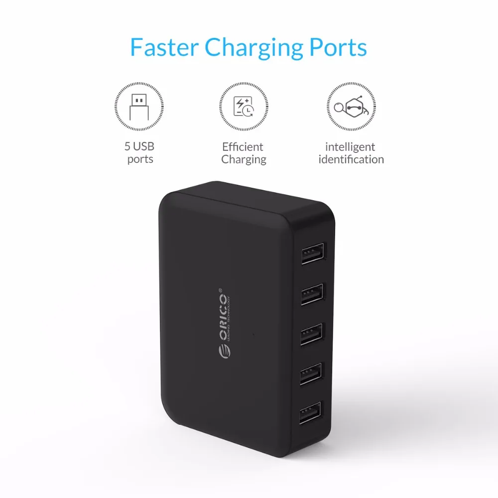 Универсальное умное зарядное устройство ORICO 5 портов USB EU US UK AU 8A 40 Вт для xiaomi iphone