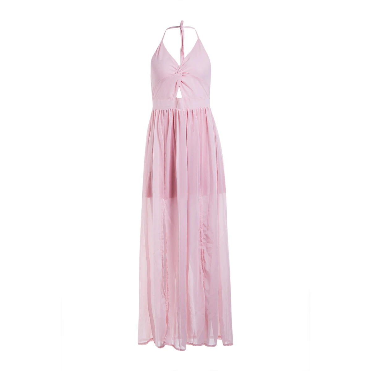 Solid Pink Пляжное платье для отдыха; женское летнее длинное платье с открытой спиной и открытой спиной; пляжное платье; сарафан с цветочным рисунком - Цвет: Solid Pink
