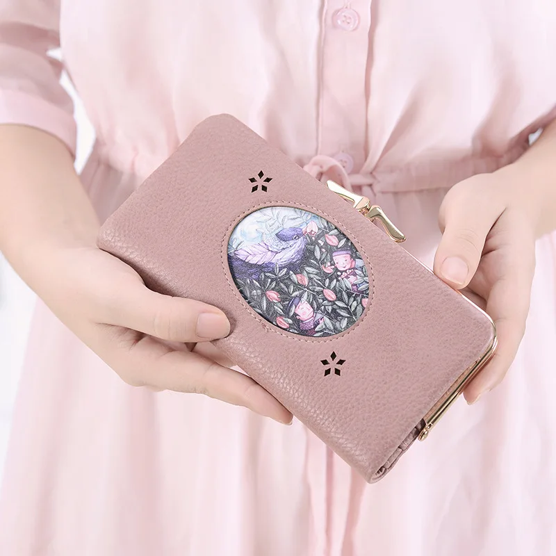 Dark Pink Женский Длинный кошелек из искусственной кожи, модный винтажный простой женский клатч, три сложения, Дамский кошелек с металлической пряжкой, сумка для монет, держатель для карт - Цвет: Dark Pink