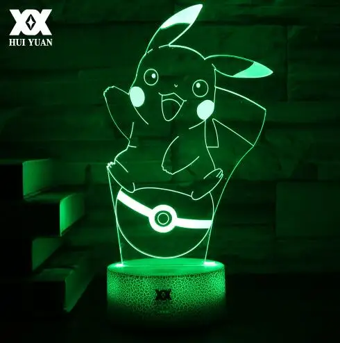 Pikachu 2 Крутой Пикачу 3D лампа Покемон мультфильм светодиодный ночник 7 цветов Новинка USB Рождественское украшение на стол для дома лампа игрушка-подарок для детей - Испускаемый цвет: Pikachu 2