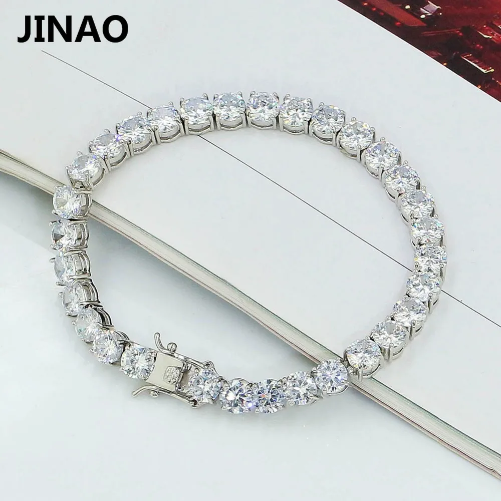 JINAO 1 ряд Золото Серебро AAA кубический цирконий проложили все Iced Out теннис Bling Lab CZ камни браслет