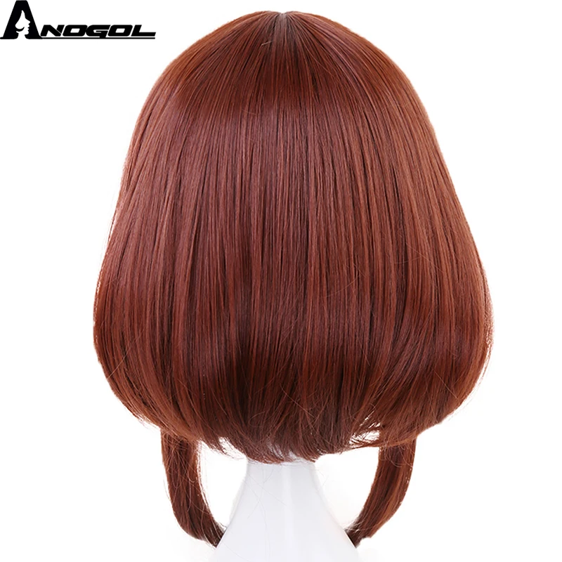 Anogol мой герой Academy OCHACO URARAKA Auburn оранжевый короткий прямой Боб Синтетический Косплей парик для ролевых игр костюм на Хэллоуин