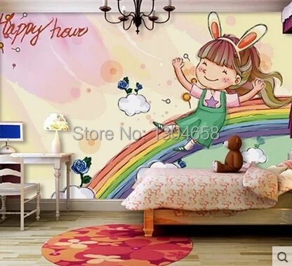 Пользовательские большие фрески детской комнаты фон обои радуга мост |