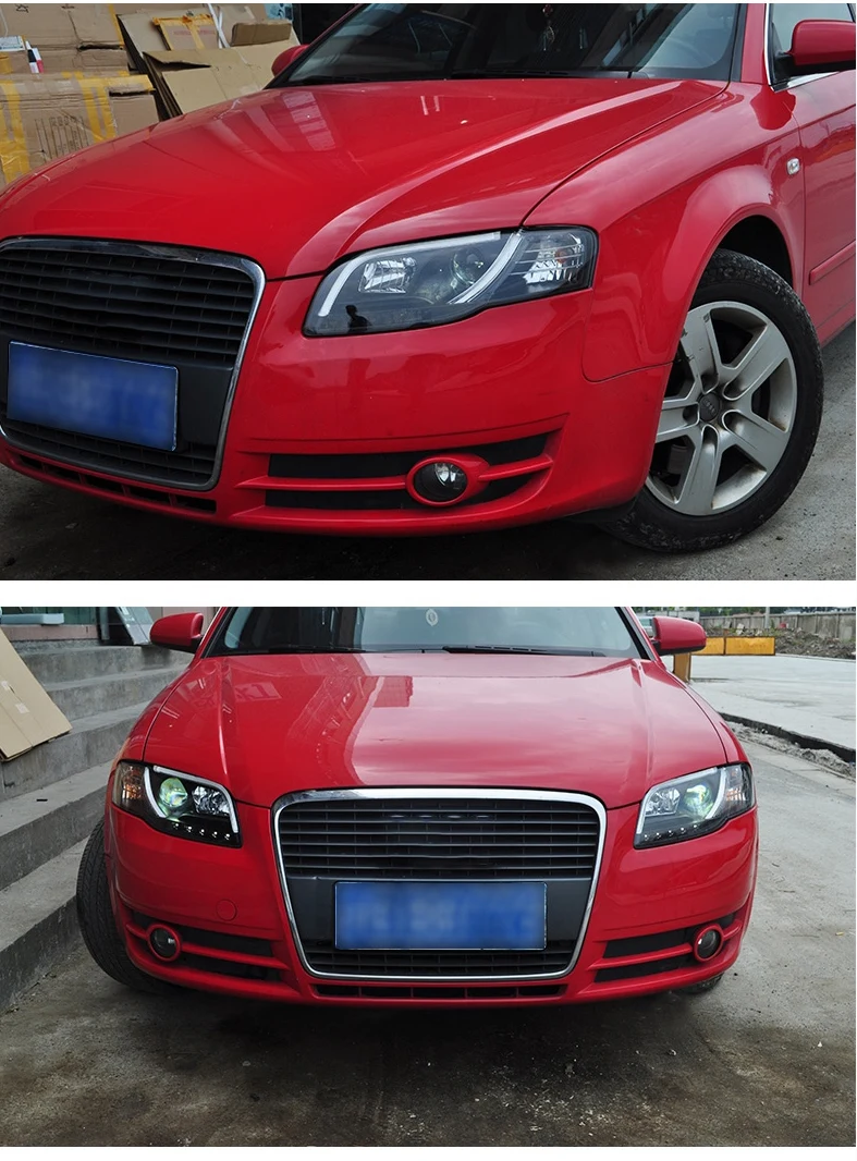 Doxa автомобильный Стайлинг для Audi A4 B7 фары 2005-2008 A4 B7 светодиодный фары DRL Объектив двойной луч H7 HID Xenon Биксеноновые линзы