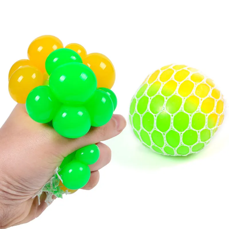 Yellow and Green 4 стиля милый антистрессовый уход за лицом Виноградный Шар два цвета в одном пектин TPR вентиляционный шар забавная декомпрессионная игрушка для студенческого подарка - Цвет: Yellow and Green
