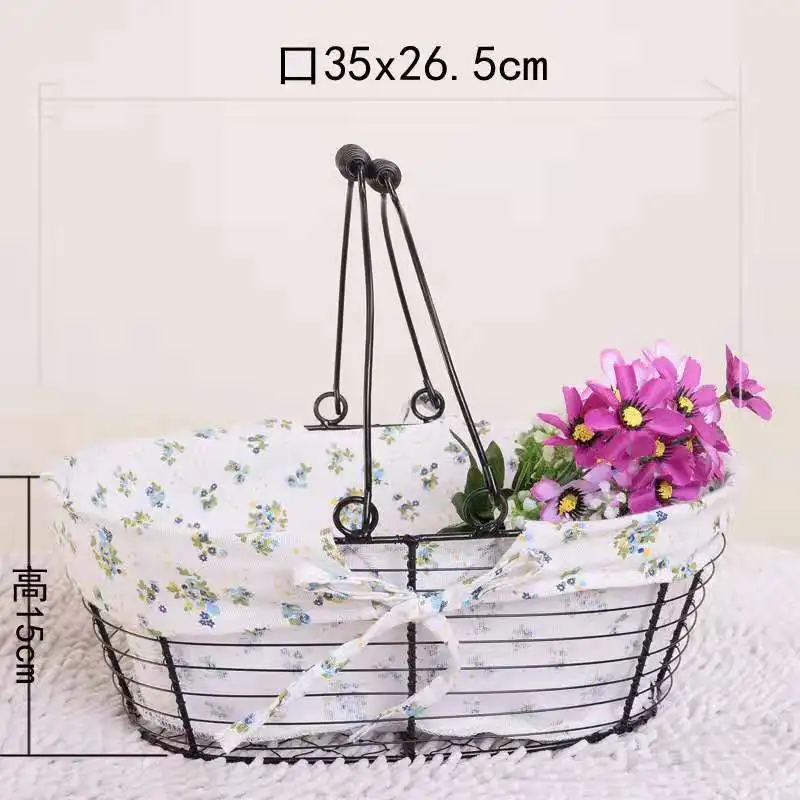 Large Oval Размеры: S/M/L супермаркет металла сумка, корзина для покупок складные игрушки украшения Фруктовые Конфеты Хлеб подарочная корзина для пикника, корзина железная корзина для хранения коробка - Цвет: Large Oval