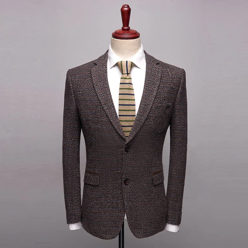 

2020 New Cotton Knitting Blazer Middle Aged Man Father Clothing Fashion Designer Slim Fit Business Formal Suit Terno Masculino