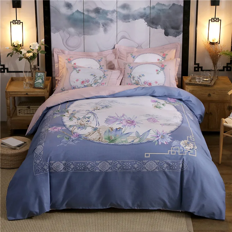 Удобные постельные комплекты из 100% хлопка двухсторонняя печать 4 шт. льняное