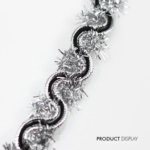 Кружевная лента серебристая Черная Плетеная украшение металлическая отделка