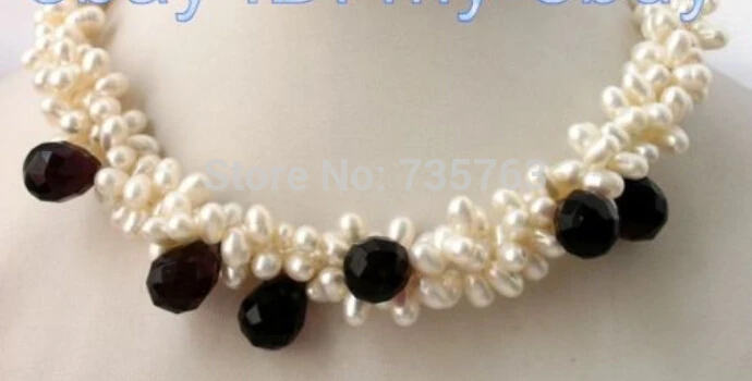 HOT N332 PERFECT White Rice Pearl Faceted Amethyst Drip Necklace | Украшения и аксессуары