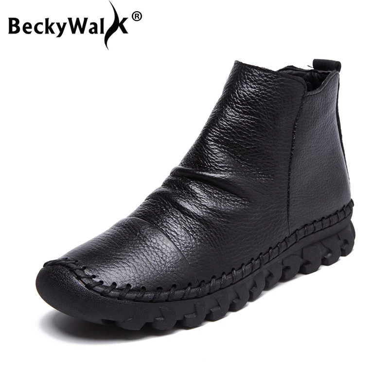 Женские ботинки из натуральной кожи BeckyWalk черные повседневные ботильоны с