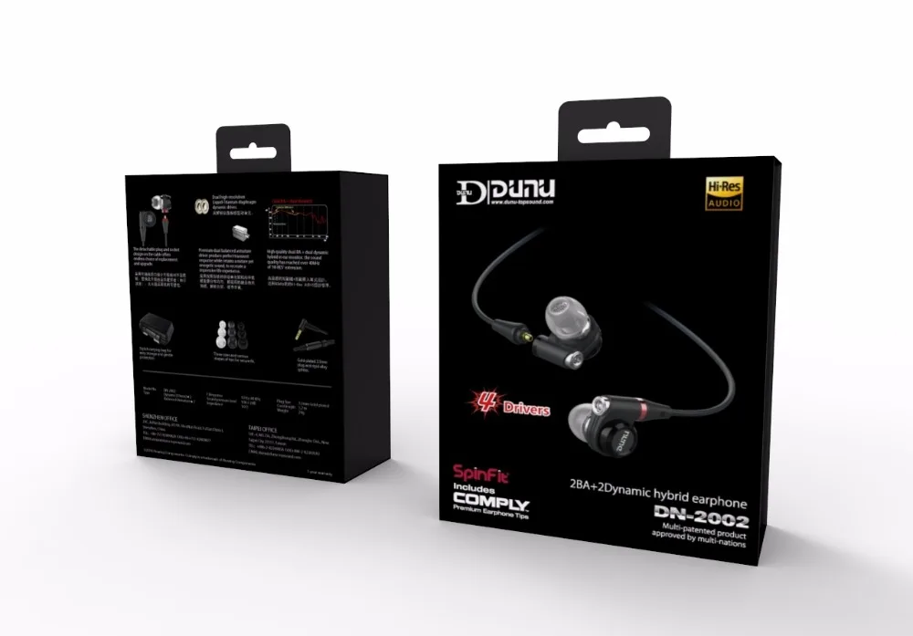 DUNU DN-2002 DN2002 2BA+ 2 динамические гибридные наушники-вкладыши 4 драйвера IEM со съемным кабелем MMCX