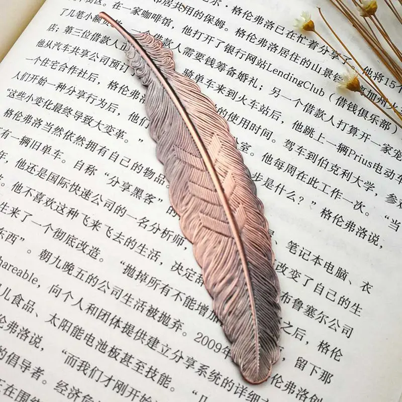 copper red Креативный серебряный золотой цвет металлическая Закладка-перо Китайский стиль винтажный маркер милый, симпатичный книга школьные маркеры - Цвет: copper red