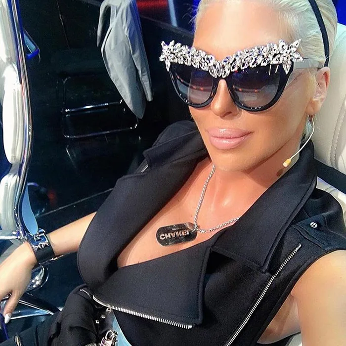 SU171 женские солнцезащитные очки большого размера с украшением в виде кристаллов