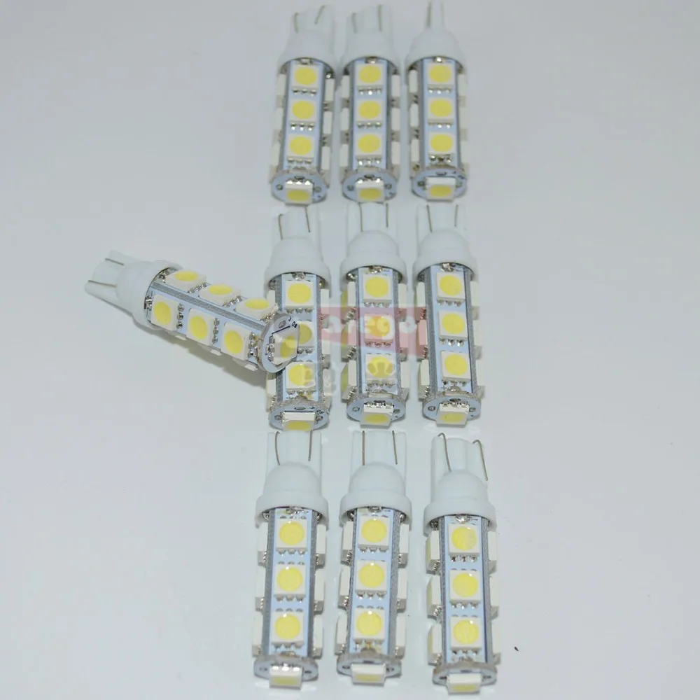 50 шт./лот Автомобильные светодиодные W5W 194 T10 13smd 5050 свет 13SMD автоматического включения света резервный свет t10 w5w светодиодные лампы