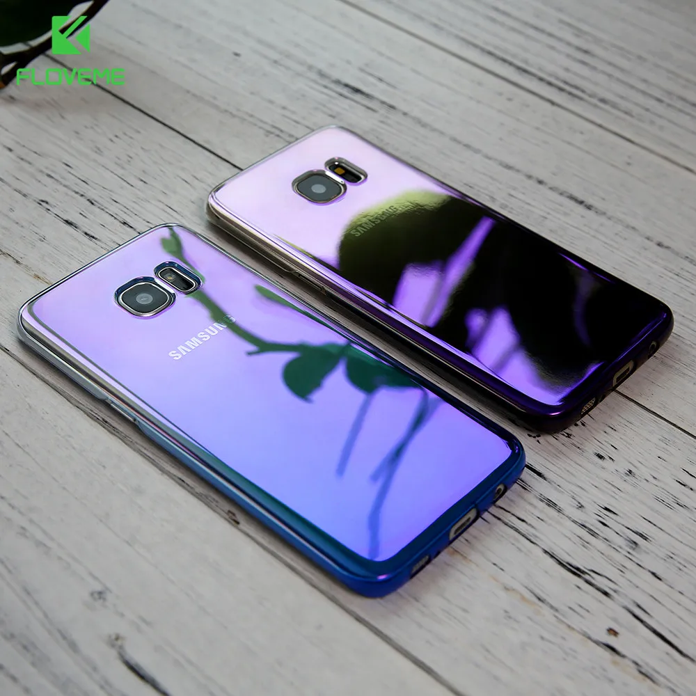 FLOVEME градиентные Чехлы для Galaxy S8 S9 Plus Note 8 прозрачный чехол с гальваническим