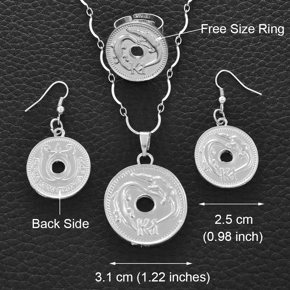 Anniyo Bright Silver Color K1 Necklaces Earrings Ring Women Papua New Guinea Jewellery PNG Style Gifts #085906B | Украшения и