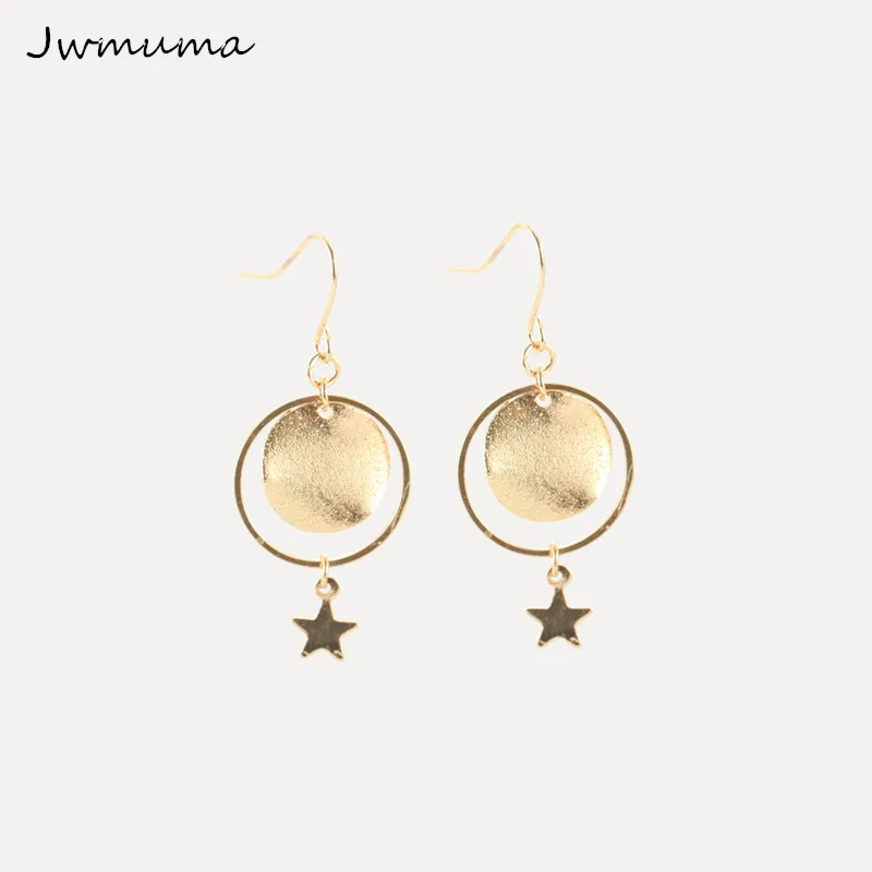 Женские круглые серьги в Корейском стиле серебряный Цветной Круг длинные для