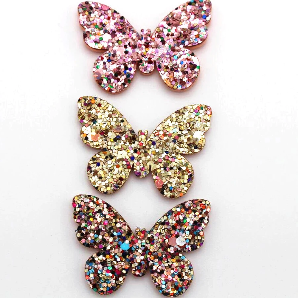 40x30mm10pcs colorful applique butterfly hair clips blonde light DIY children's headdress crafts accessories clothing hat mixed | Дом и