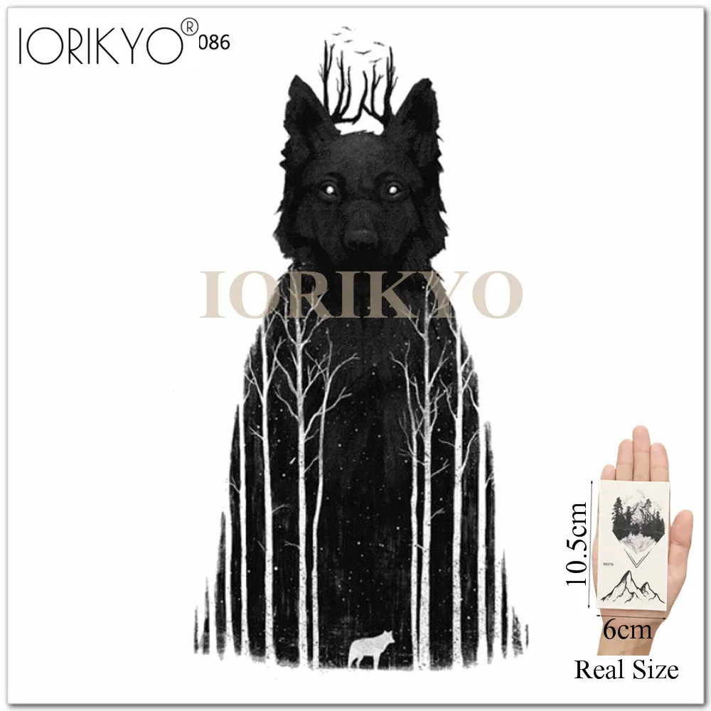 Iorikio, черная Геометрическая временная татуировка, женские наклейки, тело, рука, водостойкие татуировки, сосна, вершина Холма, мужские, лодыжки, поддельные татуировки, паста - Цвет: IRK086
