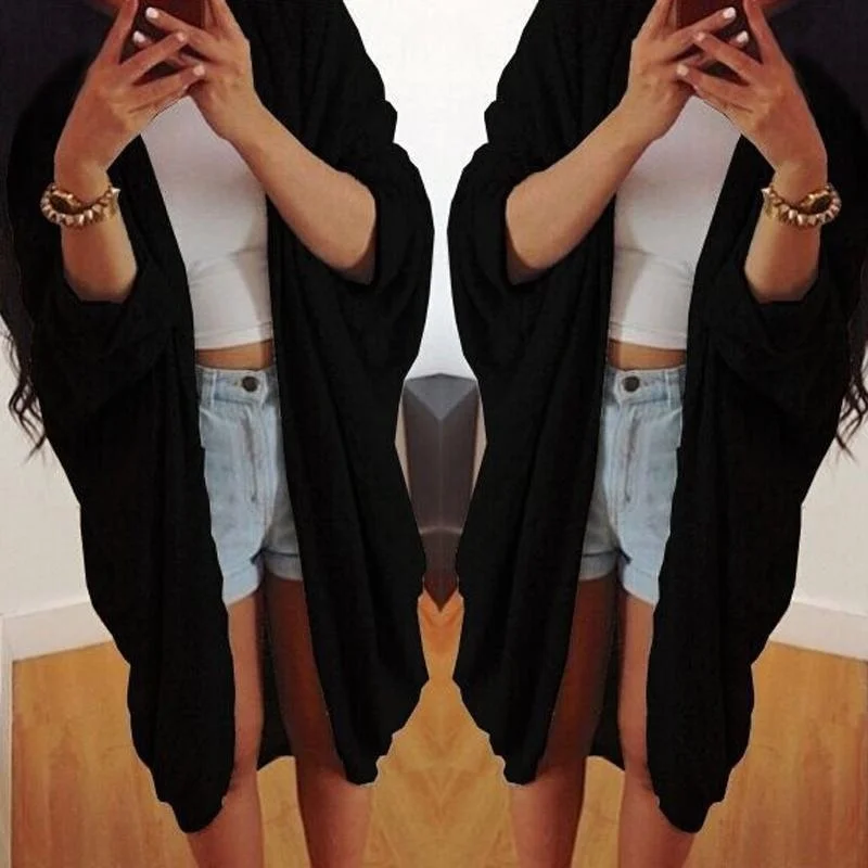 

Women Fashion Coat Bat-wing Sleeve Knit Cardigan Autumn Winter Tops New Black Grey Jacket S,M,L,XL,XXL