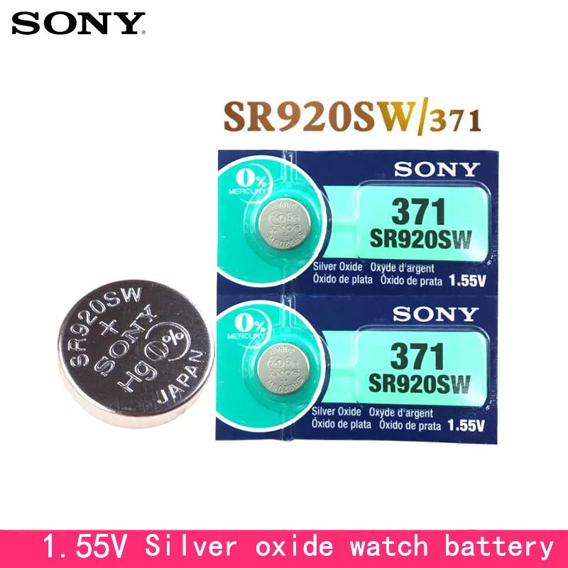 2 шт. sony 100 371 SR920SW 920 LR920 AG6 LR920 LR69 171 1,55 в оксид серебра часы батарея Сделано в Японии