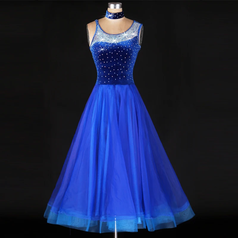 

Синее бархатное бальное платье с бахромой для бальных танцев, латинское бальное платье для танго и вальса, платье для социальных танцев