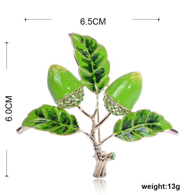 Blucome модные растения сосновые орехи фигурная брошь зеленая Эмаль Кристалл