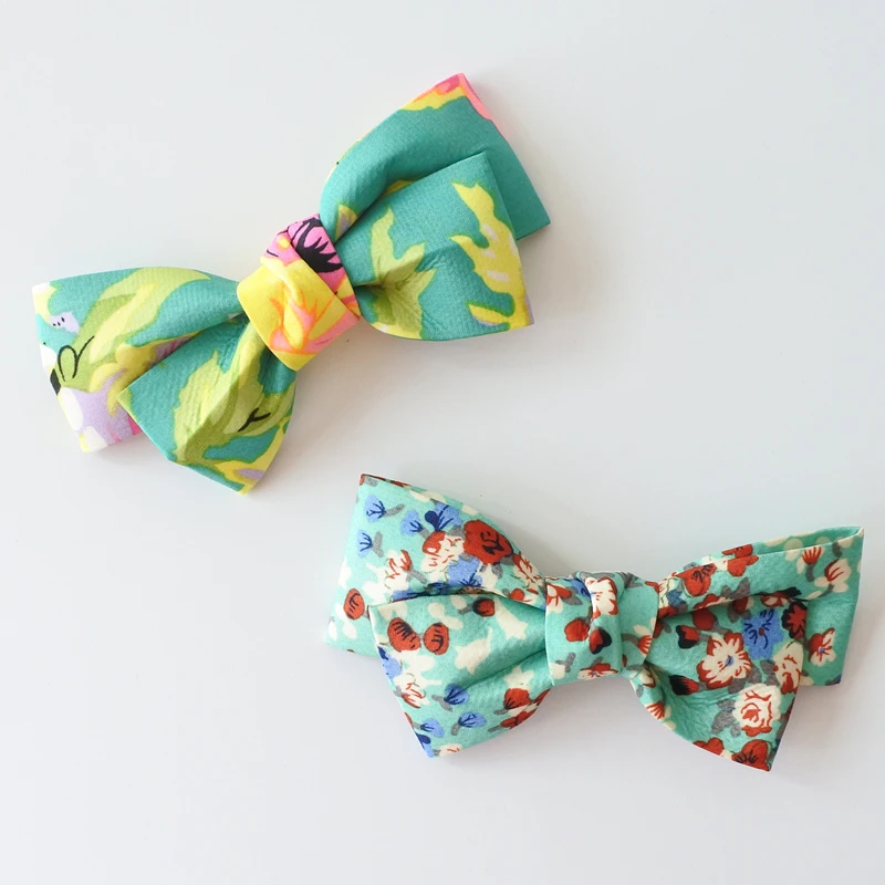 Заколки для волос с цветочным принтом девочек двухслойная Цветочная