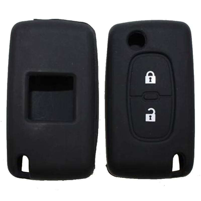 Силиконовый чехол для автомобильного ключа подходит Peugeot 807 407 308 307 CC SW Citroen черный