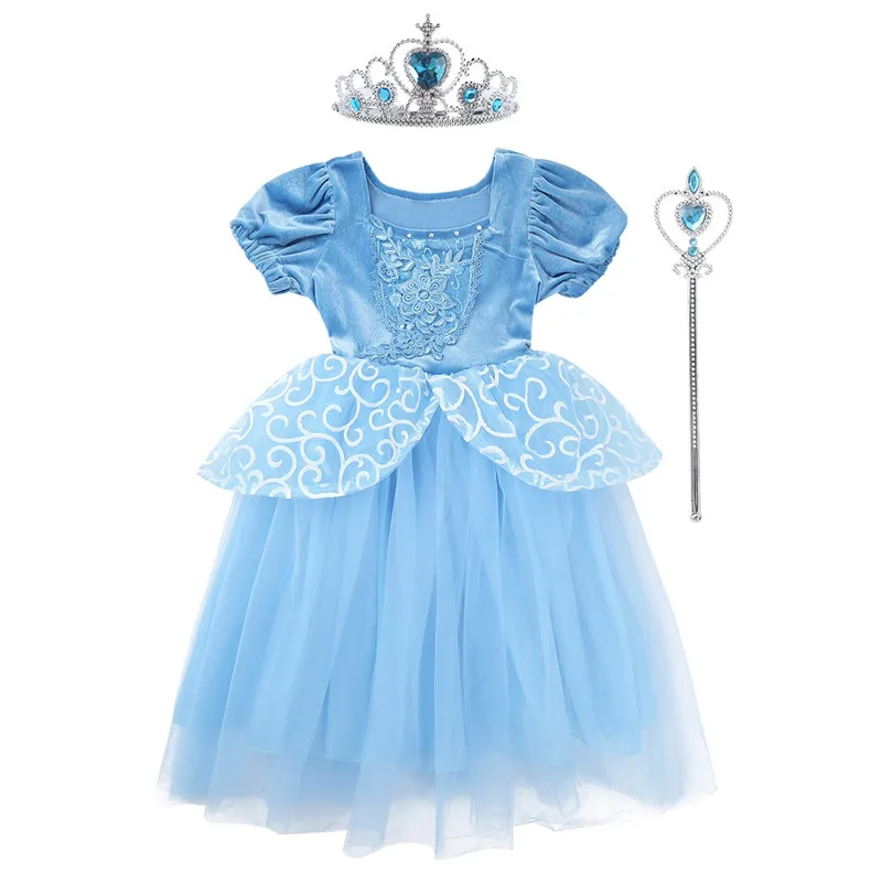 Детское нарядное платье принцессы с короткими пышными рукавами для девочек