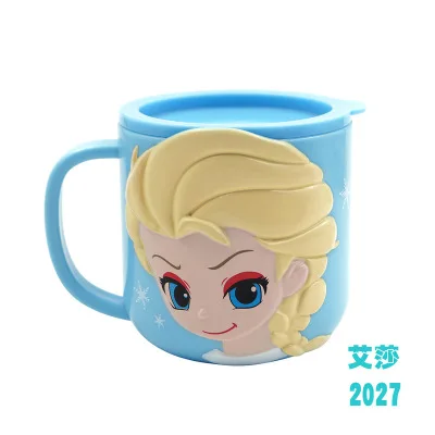 Pink Disney Children's Covered Baby Cup Milk Cup Mouth Cup 3D Cute Handle Baby Drinking Cup - Color: Pink