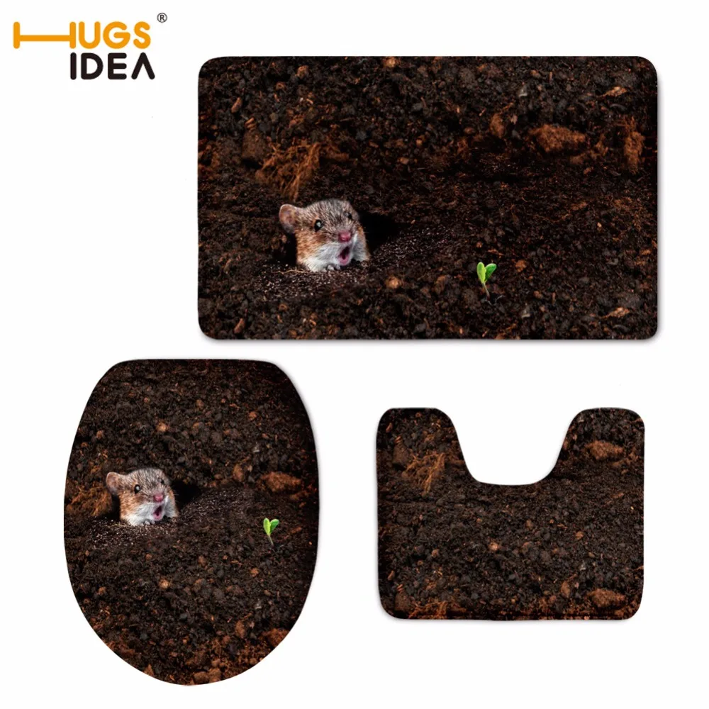 HUGSIDEA Toilet WC Non-slip Carpet Creative Green Leaves Prints Bathroom 3PCS Set Area Rugs 3D Owl Home Hotel Decor Soft Pads | Дом и сад