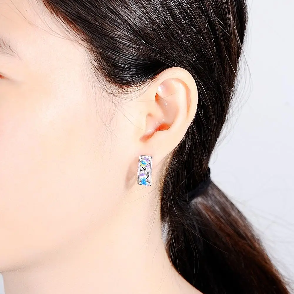 Женские серьги с цветком SANTUZZA серебряные из стерлингового серебра 925 пробы