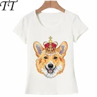 Модная хипстерская футболка Pembroke Welsh corgi in gold crown, летняя женская футболка, повседневные топы с забавной собакой, женские милые футболки