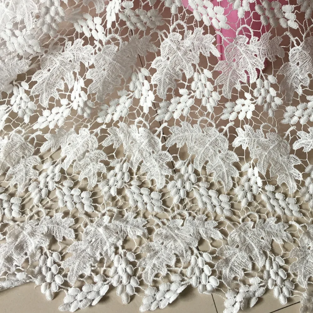 Кружевной гипюр Водорастворимая белая африканская ткань для свадебной