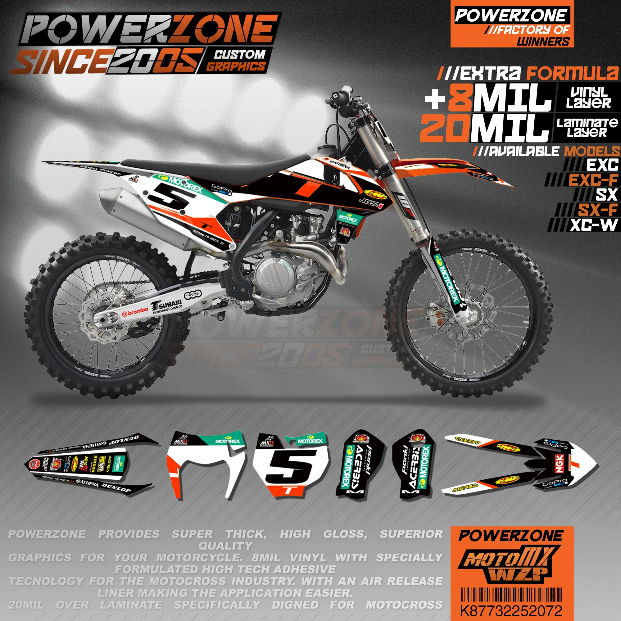 Персонализированные графические фоны PowerZone Team наклейки 3M Набор наклеек для KTM SX SXF