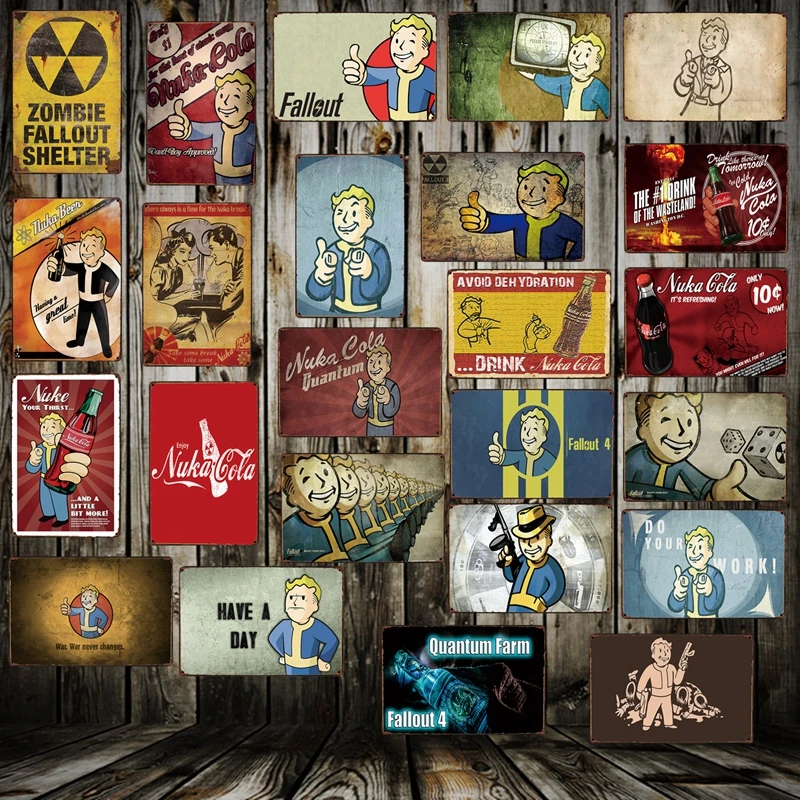 Оловянные знаки [WellCraft] Fallout 4 Vault boy Game NUKE COLA настенный плакат декор для Интернет