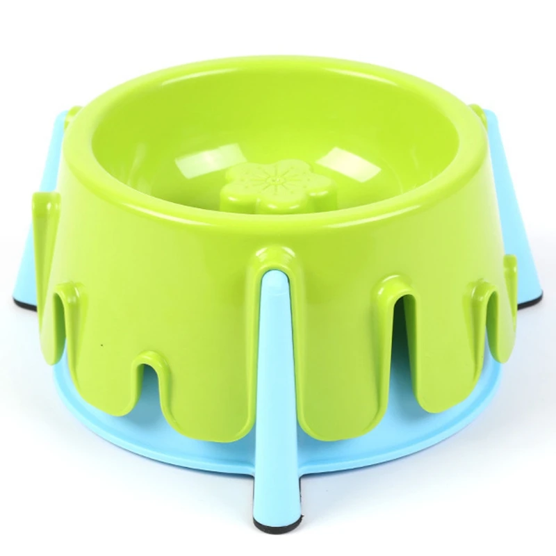 Light Green Медленная кормушка для домашних животных, регулируемая высота, милая форма торта, прочная многофункциональная миска 2 в 1 для домашних животных, 4 вида по высоте, бант для собак, кошек - Цвет: Light Green