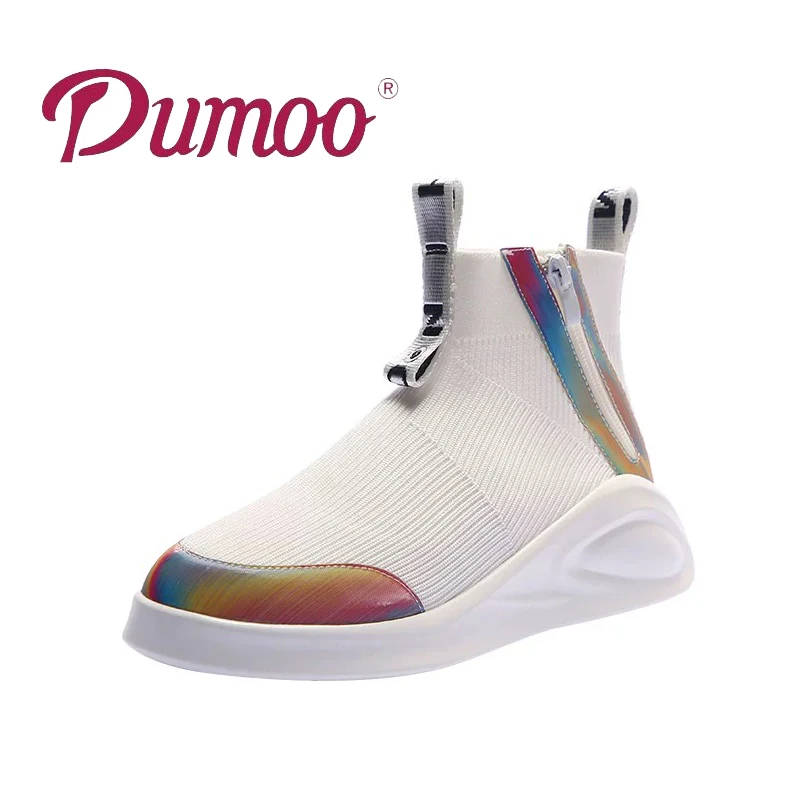 Dumoo/ брендовая Осенняя обувь женские кроссовки повседневные Ботинки на каблуке 3 см женские белые теннисные кроссовки обувь Basket Femme zapatillas mujer