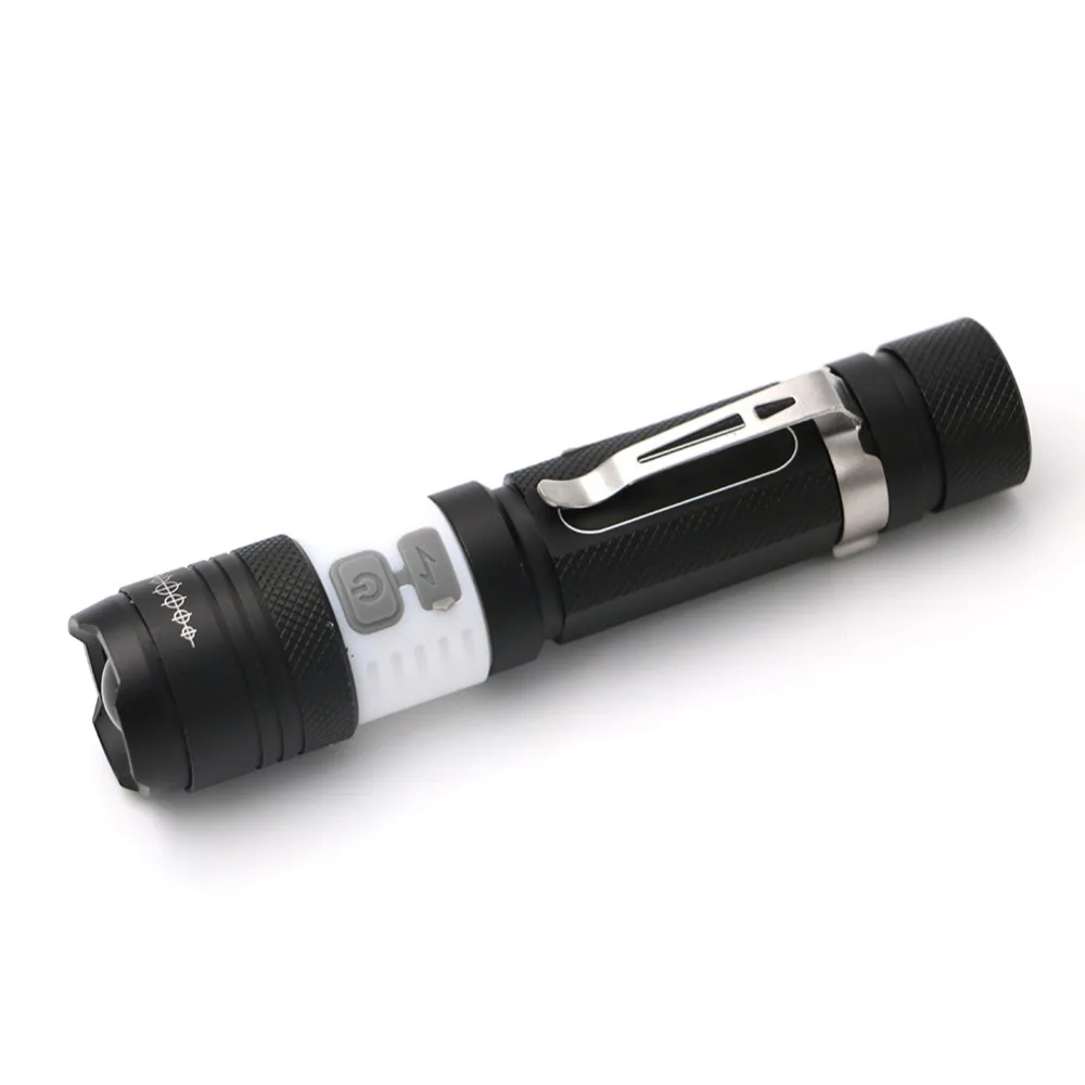 USB Handy LED Torch Usb Flash Light Pocket Rechargeable Flashlight 3 Modes Zoomable Lamp For Hunting By 18650 Battery | Лампы и
