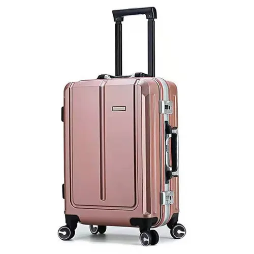 Rose gold KLQDZMS 20/24 дюймов Модный алюминиевый багаж на колесиках бизнес Дорожный чемодан Спиннер сумка на колесиках - Цвет: Rose gold