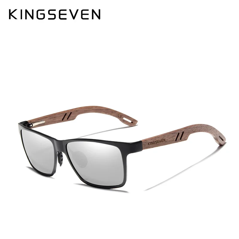 KINGSEVEN поляризованные винтажные мужские деревянные солнцезащитные очки, дерево UV400 защита модные квадратные солнцезащитные очки для женщин Gafas De sol