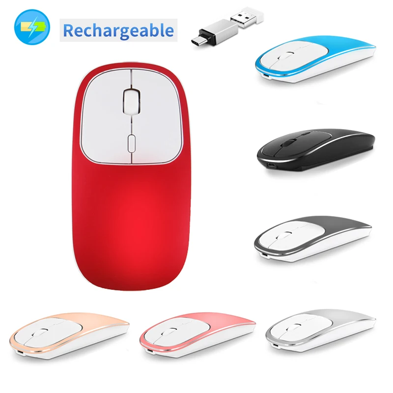 USB Беспроводная Бесшумная мышь 1600 точек/дюйм 2 4G перезаряжаемая игровая