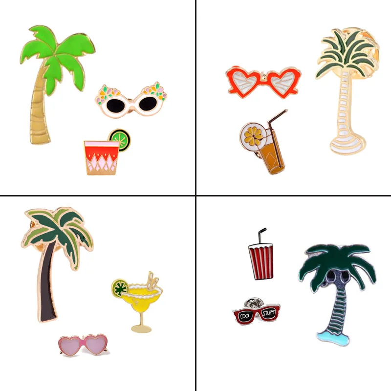 3 шт./компл. брошь в виде мультяшных солнцезащитных очков сок кокосовых деревьев