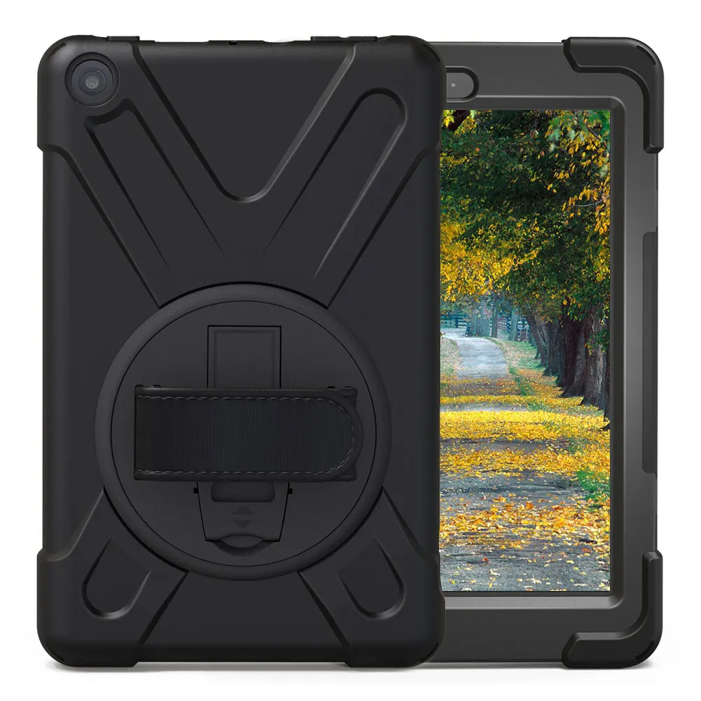 Для Amazon Kindle Fire HD 8 пиратский чехол для планшета противоударный сверхмощный силиконовый+ PC чехол-подставка с ремешком на запястье+ плечевой ремень