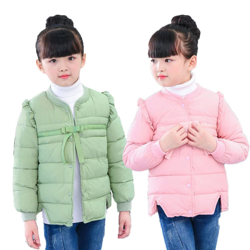 Милая модная зимняя детская одежда плотная теплая хлопковая куртка с кружевом и