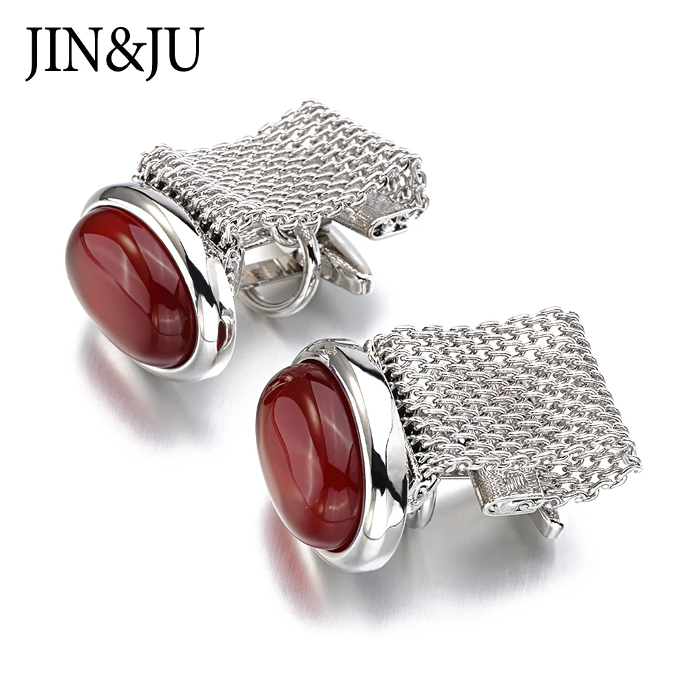 JIN& JU Горячая роскошь 3 цвета цепи запонки для мужские рубашки запонки Высокое качество эллипса камень запонки Gemelos