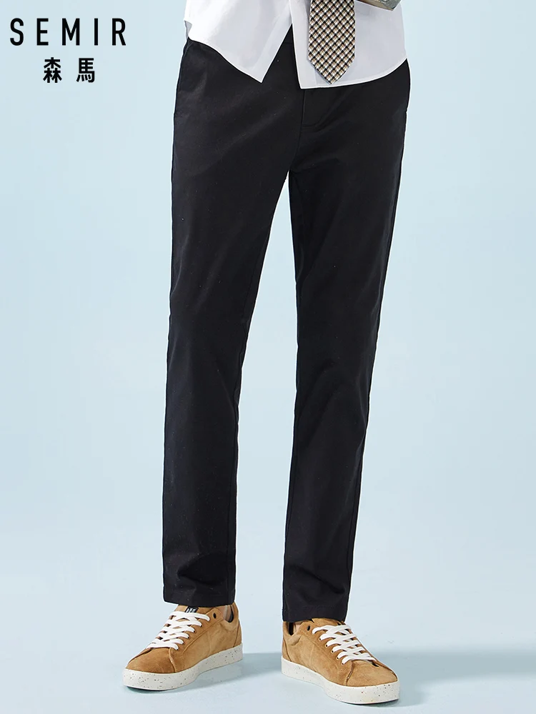 SEMIR Men Standard Fit Chino Pants Cotton Chinos Straight Leg Trousers Elastic Waist in Casual Style for Spring Autumn |